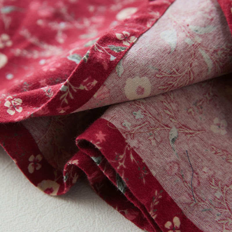 Abito midi in cotone e lino con maniche lunghe, stampa etnica floreale e lacci, motivo Buddha Stones - image 15