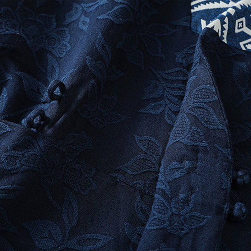 Camicia da donna in cotone e lino a maniche lunghe con bottoni a rana in Buddha Stones - image 10