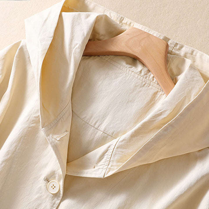 Giacca da donna in cotone a maniche lunghe con cappuccio e tasche Buddha Stones Pure Color - image 8