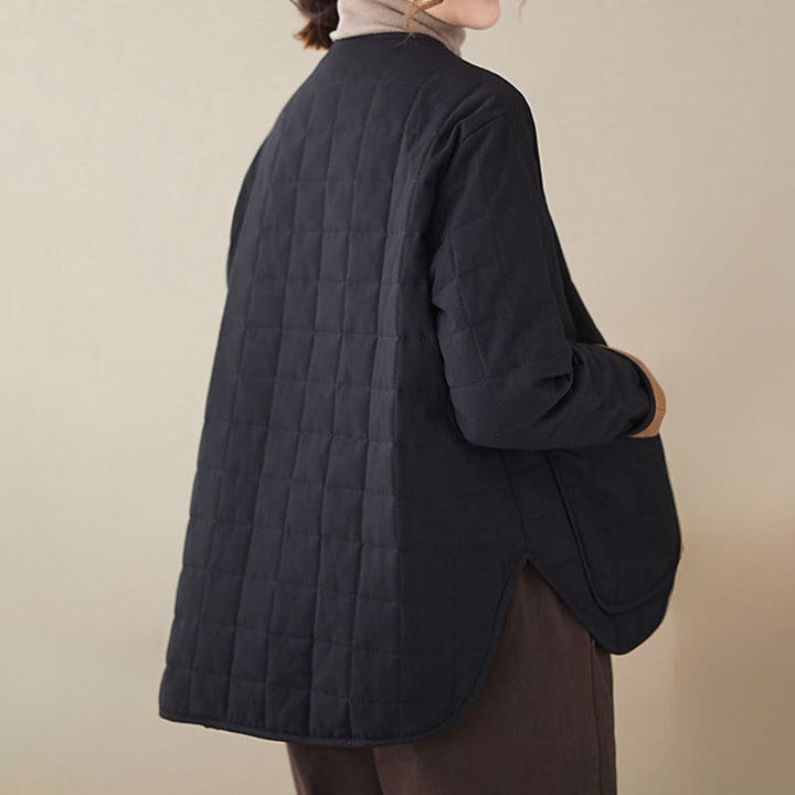 Giacca da donna in cotone spesso a maniche lunghe con tasche, stile retrò, motivo Buddha Stones - image 2
