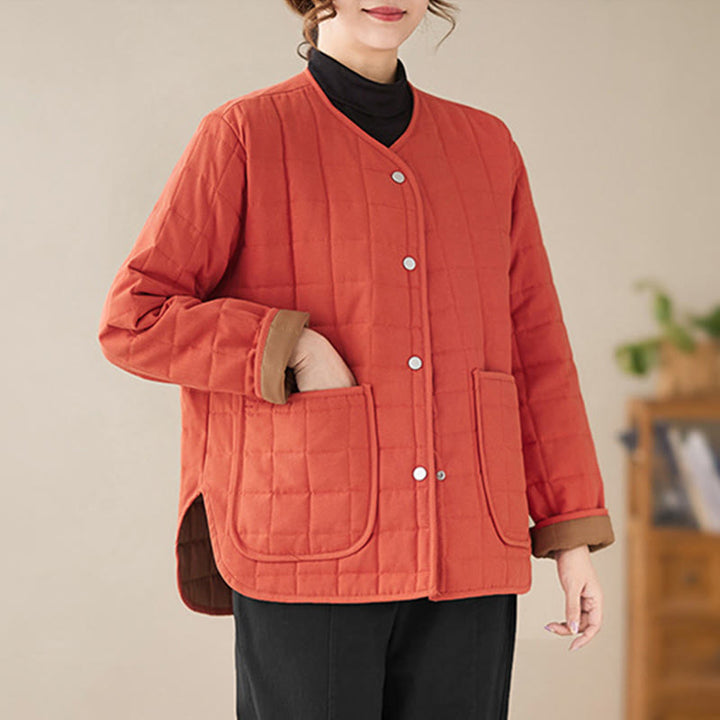 Giacca da donna in cotone spesso a maniche lunghe con tasche, stile retrò, motivo Buddha Stones - image 10