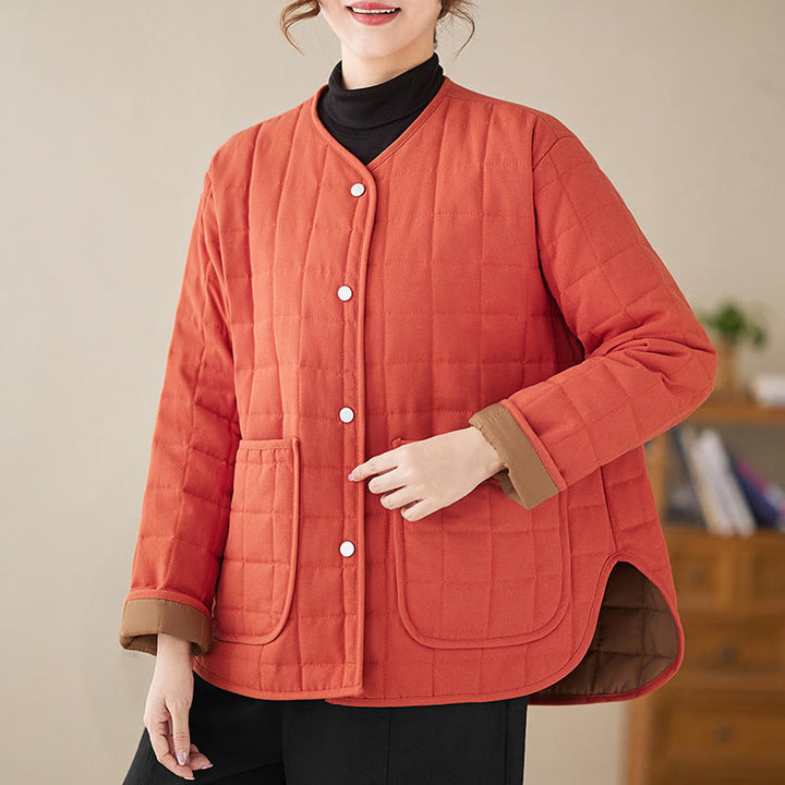 Giacca da donna in cotone spesso a maniche lunghe con tasche, stile retrò, motivo Buddha Stones - Pomodoro - US14, UK/AU18, EU46 (2XL) - image 9