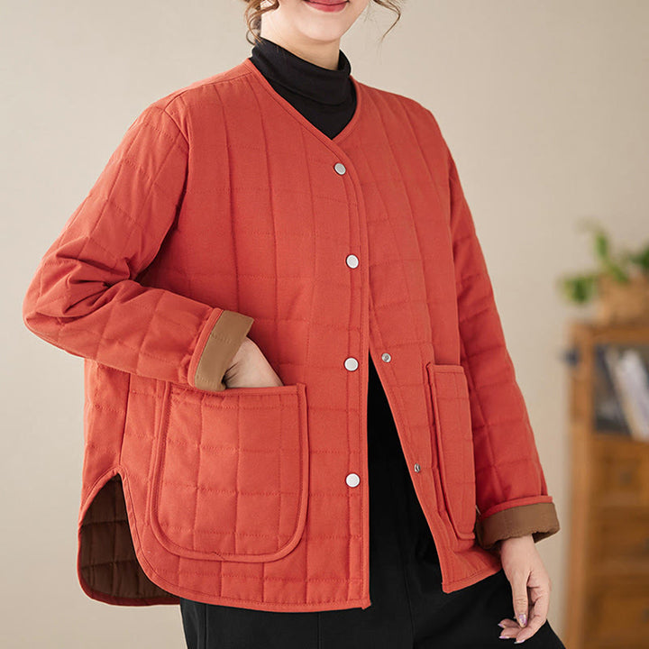 Giacca da donna in cotone spesso a maniche lunghe con tasche, stile retrò, motivo Buddha Stones - image 13