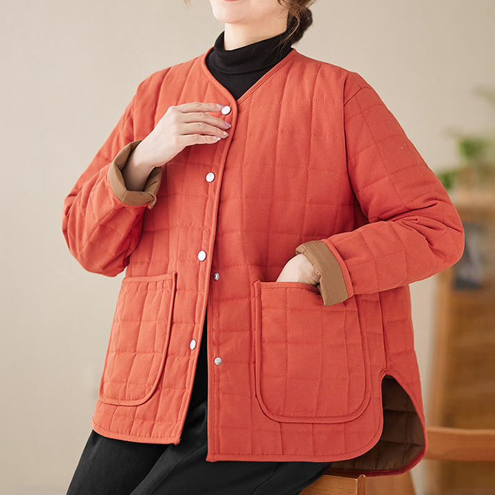 Giacca da donna in cotone spesso a maniche lunghe con tasche, stile retrò, motivo Buddha Stones - image 13