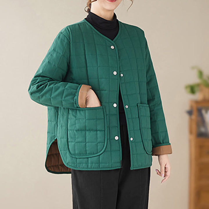 Giacca da donna in cotone spesso a maniche lunghe con tasche, stile retrò, motivo Buddha Stones - Ciano scuro - US14, UK/AU18, EU46 (2XL) - image 15