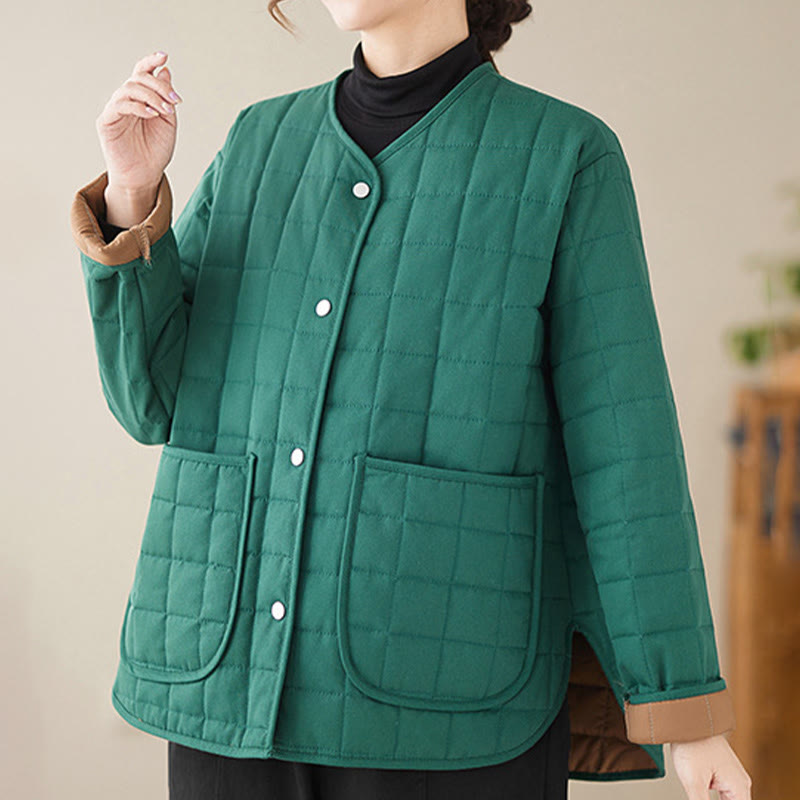 Giacca da donna in cotone spesso a maniche lunghe con tasche, stile retrò, motivo Buddha Stones - image 20