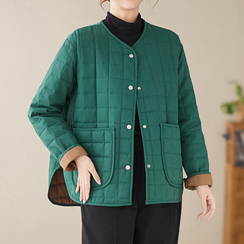 Giacca da donna in cotone spesso a maniche lunghe con tasche, stile retrò, motivo Buddha Stones - image 16