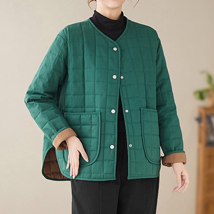 Giacca da donna in cotone spesso a maniche lunghe con tasche, stile retrò, motivo Buddha Stones - image 16