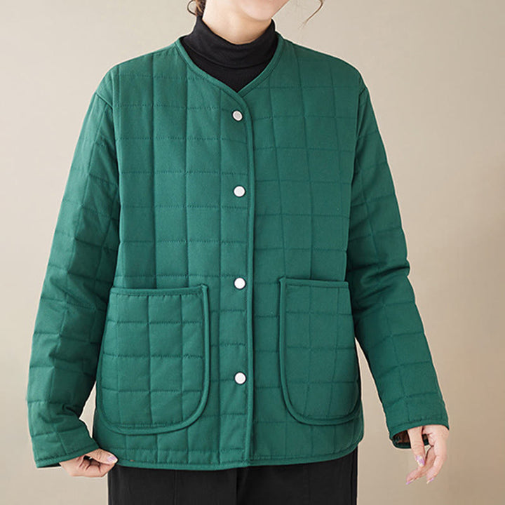 Giacca da donna in cotone spesso a maniche lunghe con tasche, stile retrò, motivo Buddha Stones - image 19