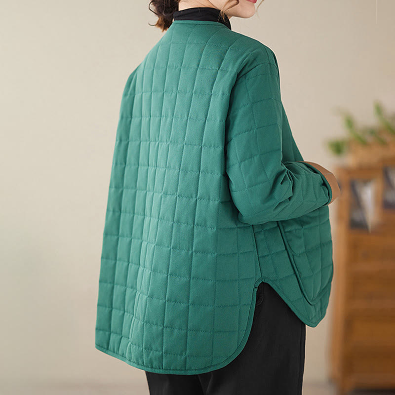 Giacca da donna in cotone spesso a maniche lunghe con tasche, stile retrò, motivo Buddha Stones - image 17