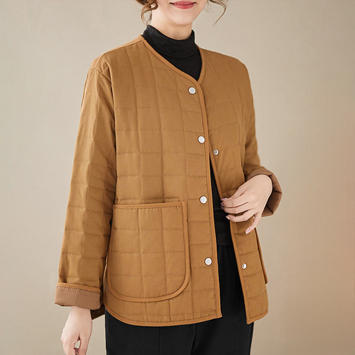 Giacca da donna in cotone spesso a maniche lunghe con tasche, stile retrò, motivo Buddha Stones - image 28