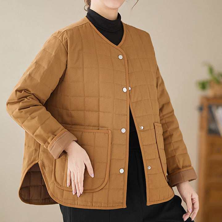 Giacca da donna in cotone spesso a maniche lunghe con tasche, stile retrò, motivo Buddha Stones - image 25