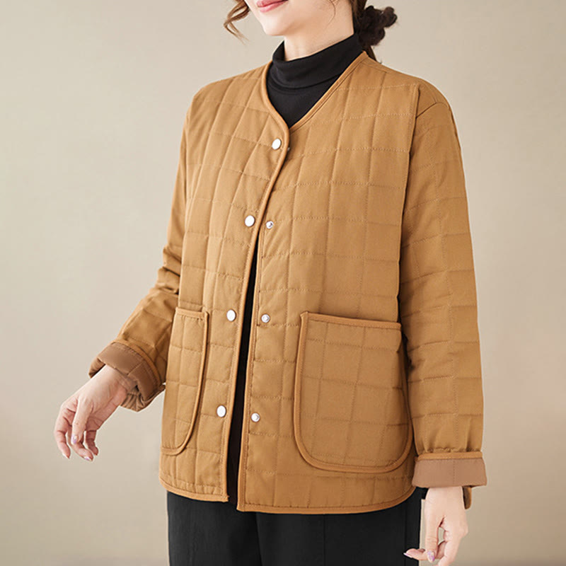 Giacca da donna in cotone spesso a maniche lunghe con tasche, stile retrò, motivo Buddha Stones - image 26