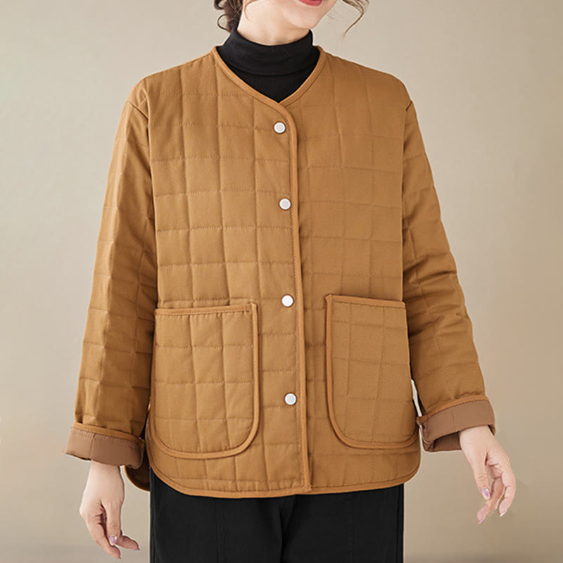 Giacca da donna in cotone spesso a maniche lunghe con tasche, stile retrò, motivo Buddha Stones - image 24