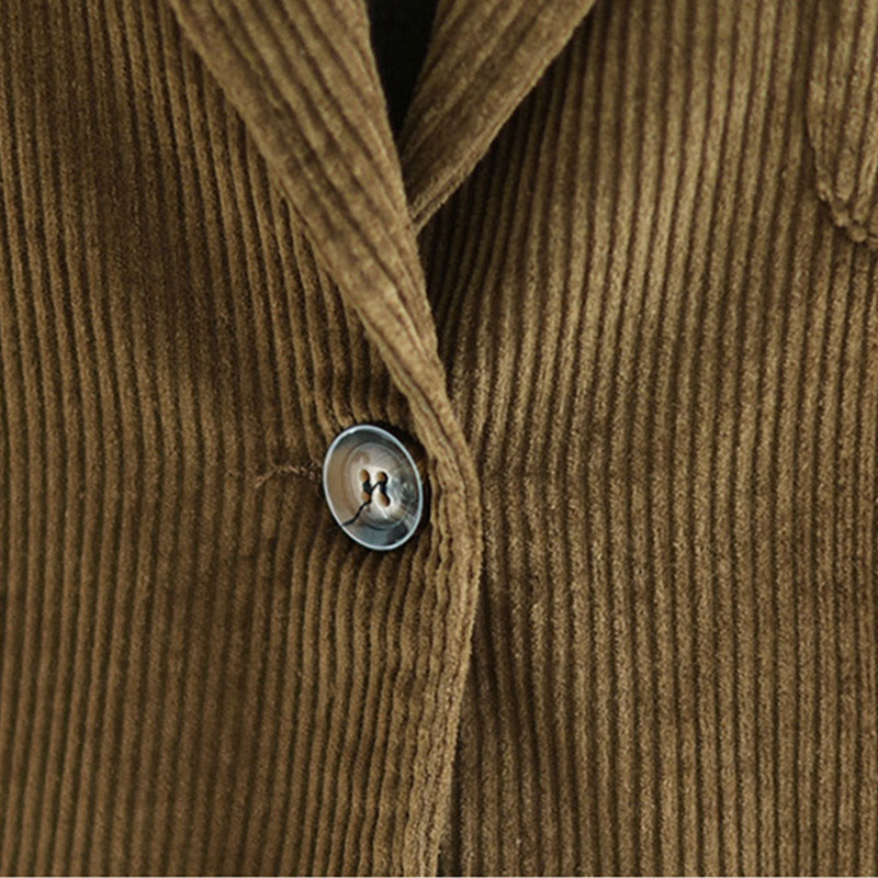 Giacca in velluto a coste di cotone a maniche lunghe con tasche, stile retrò, da donna, Buddha Stones - image 8