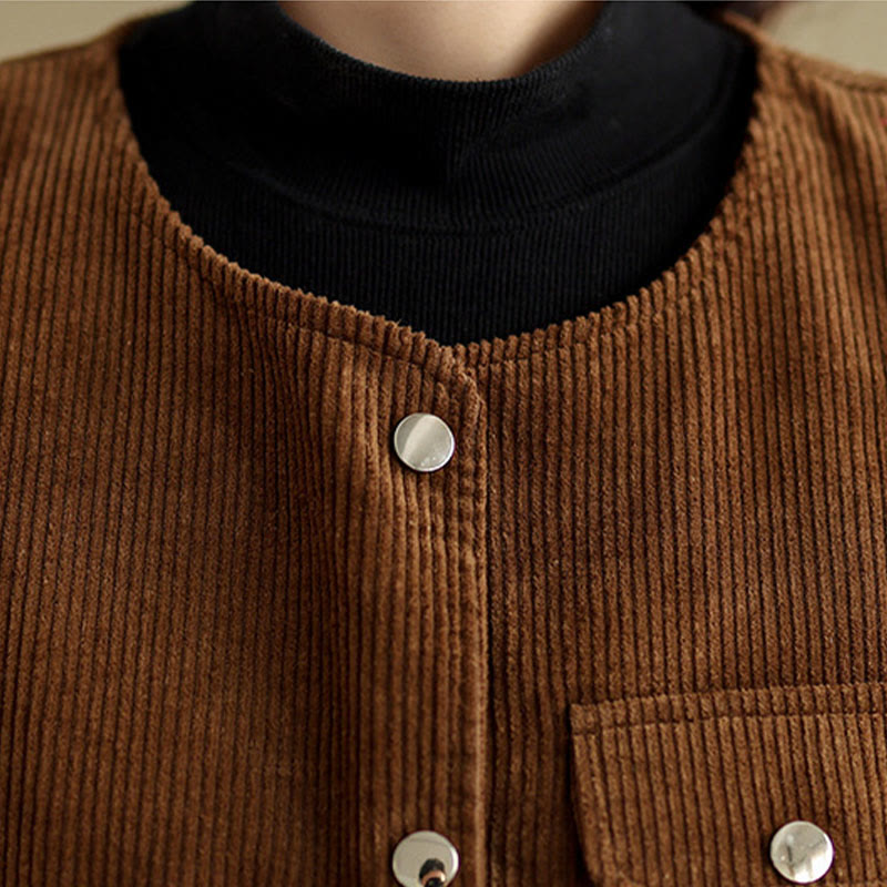 Gilet in velluto a coste con bottoni senza maniche Buddha Stones da donna con tasche - image 17