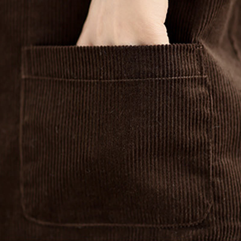 Gilet da donna in cotone senza maniche con bottoni in velluto a coste Buddha Stones e tasche - image 18