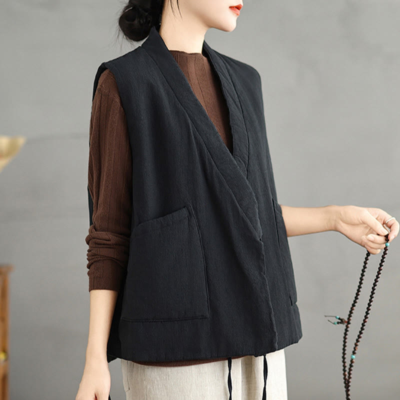 Gilet da donna in cotone senza maniche con lacci e tasche Buddha Stones - image 6