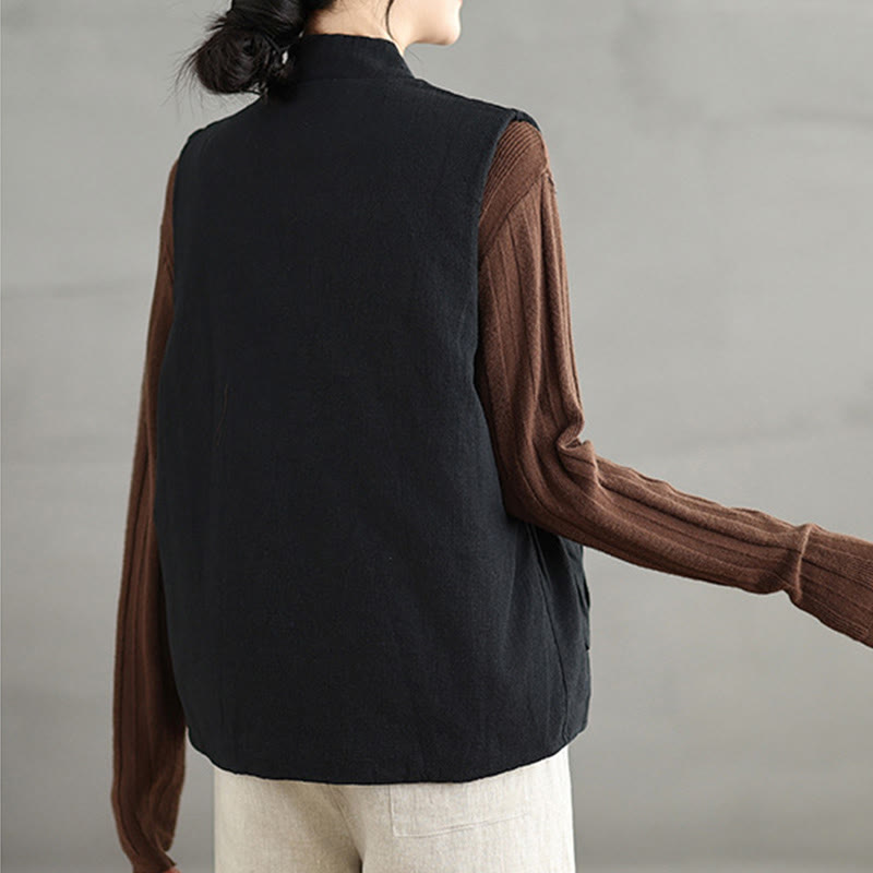 Gilet da donna in cotone senza maniche con lacci e tasche Buddha Stones - image 3