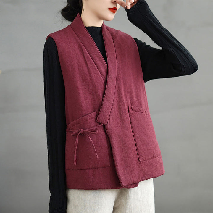 Gilet da donna in cotone senza maniche con lacci e tasche Buddha Stones - image 10