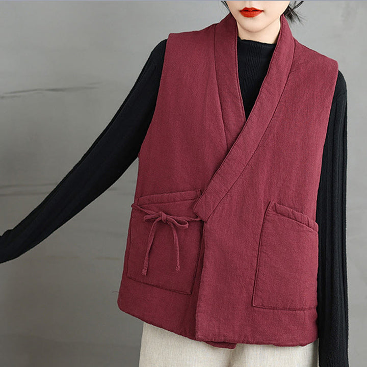 Gilet da donna in cotone senza maniche con lacci e tasche Buddha Stones - image 12