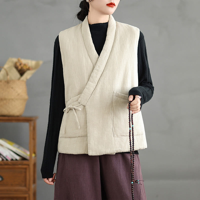 Gilet da donna in cotone senza maniche con lacci e tasche Buddha Stones - image 19