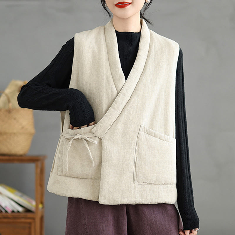 Gilet da donna in cotone senza maniche con lacci e tasche Buddha Stones - image 20