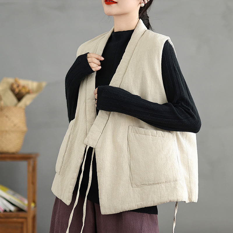Gilet da donna in cotone senza maniche con lacci e tasche Buddha Stones - image 22