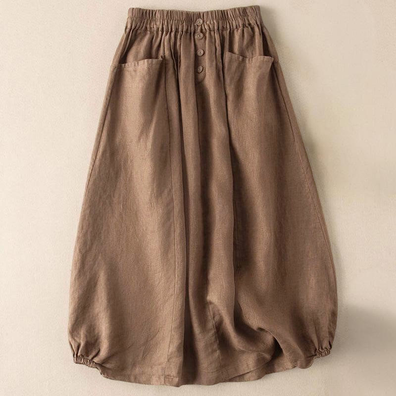 Gonna da donna con tasche, lunghezza 7-8, con elastico in vita e Buddha Stones - DarkGoldenrod - US16, UK/AU20, EU48 (5XL) - image 1