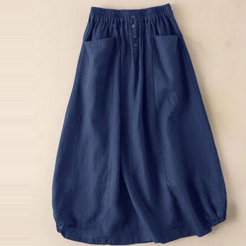 Gonna da donna con tasche, lunghezza 7-8, con elastico in vita e Buddha Stones - Marina - US16, UK/AU20, EU48 (5XL) - image 4