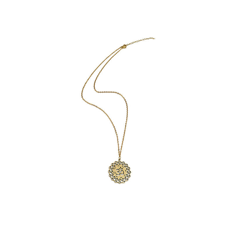 Collana con ciondolo in acciaio inossidabile con simbolo Om Buddha Stones, motivo: loto cavo - image 8