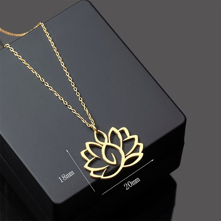 Collana con ciondolo dell'illuminazione in acciaio inossidabile con design a forma di loto cavo Buddha Stones - image 4