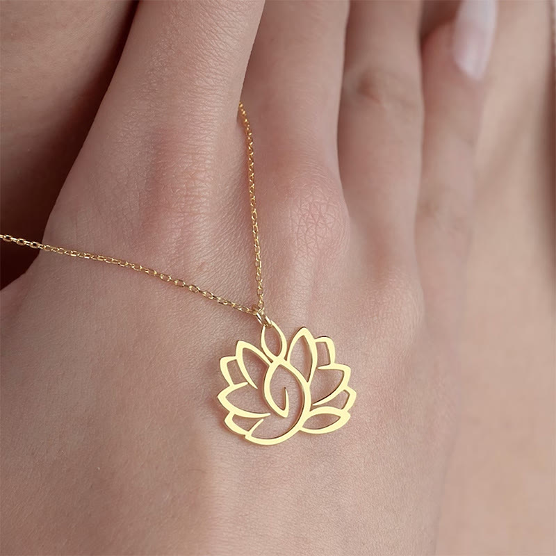 Collana con ciondolo dell'illuminazione in acciaio inossidabile con design a forma di loto cavo Buddha Stones - image 5