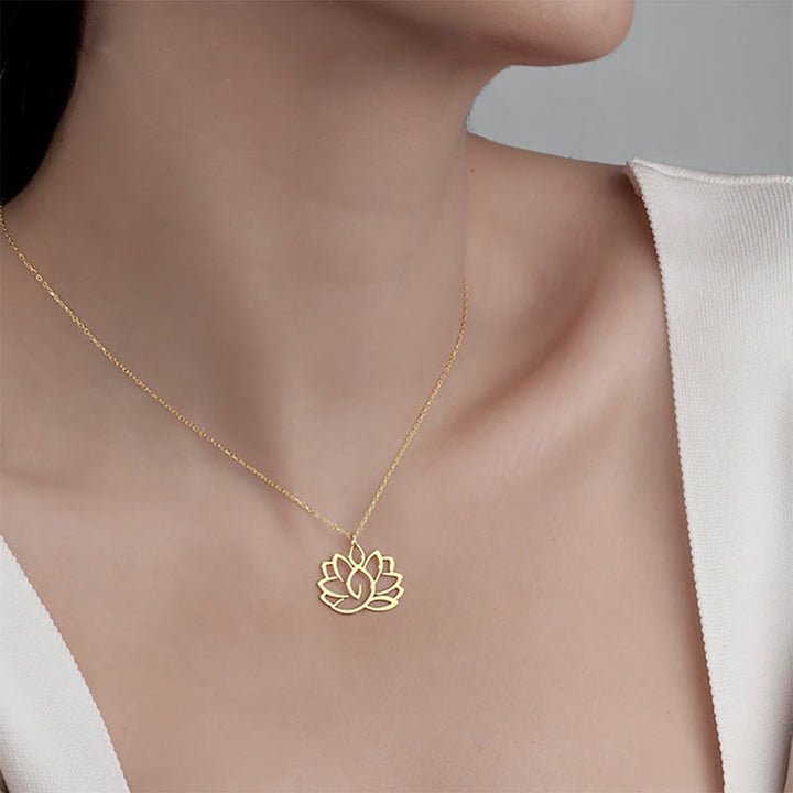 Collana con ciondolo dell'illuminazione in acciaio inossidabile con design a forma di loto cavo Buddha Stones - image 10