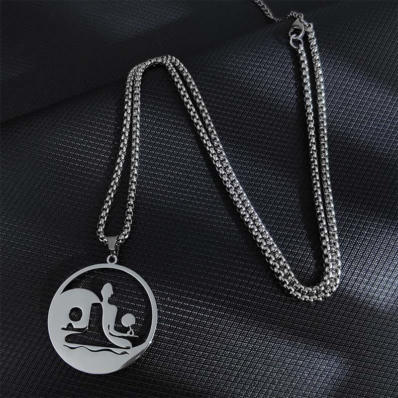 Collana con ciondolo in acciaio inossidabile con figura Buddha Stones di Buddha, design cavo - Argento - image 6