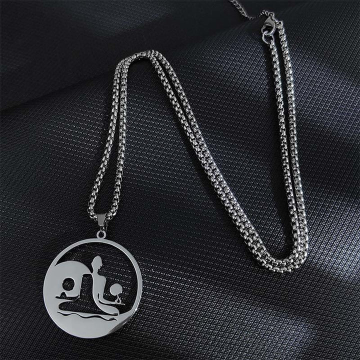Collana con ciondolo in acciaio inossidabile con figura Buddha Stones di Buddha, design cavo - Argento - image 6