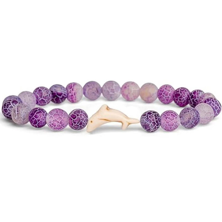 Braccialetto del coraggio in pietra naturale Buddha Stones Dolphin Crackle Agata Tormalina - Agata viola screpolata (circonferenza del polso: 15-18 cm) - image 2
