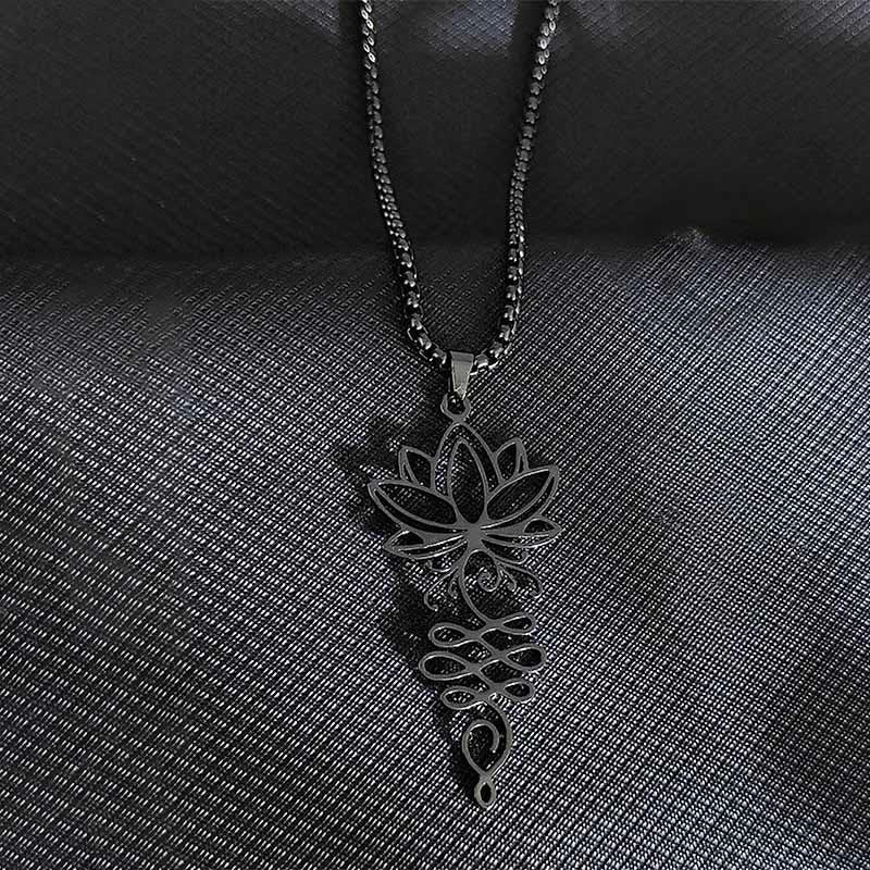 Collana con ciondolo dell'illuminazione in acciaio inossidabile con Buddha Stones viticci di loto, simbolo dei chakra - image 8