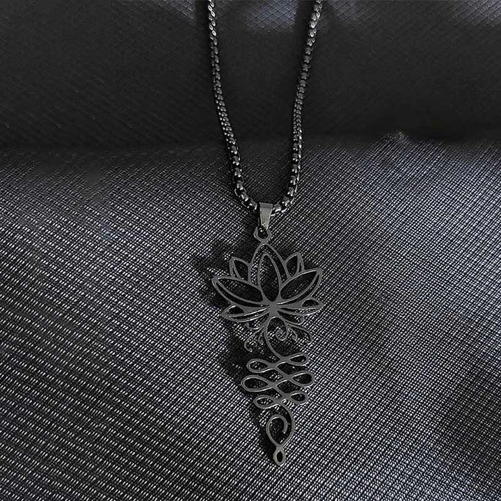 Collana con ciondolo dell'illuminazione in acciaio inossidabile con Buddha Stones viticci di loto, simbolo dei chakra - image 8
