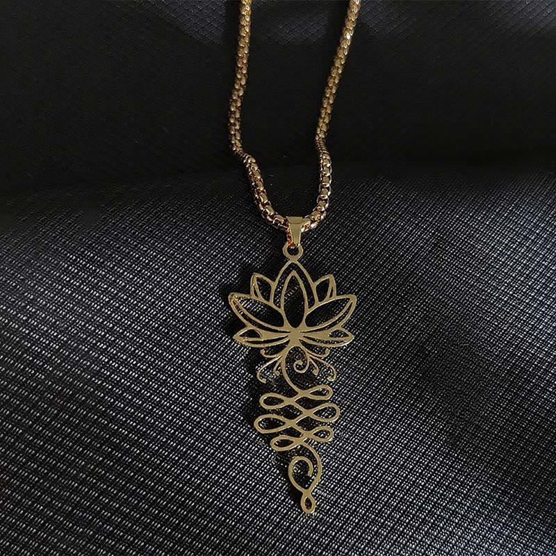 Collana con ciondolo dell'illuminazione in acciaio inossidabile con Buddha Stones viticci di loto, simbolo dei chakra - image 6