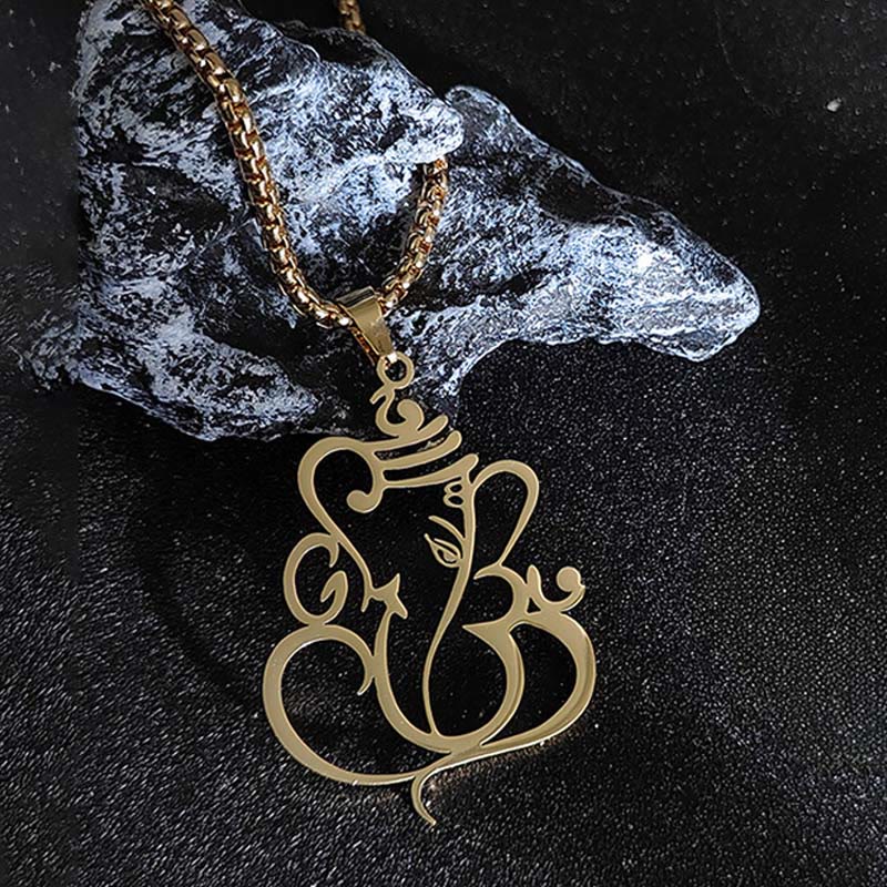 Collana con ciondolo di protezione in acciaio inossidabile Buddha Stones e elefante Ganesh - image 6