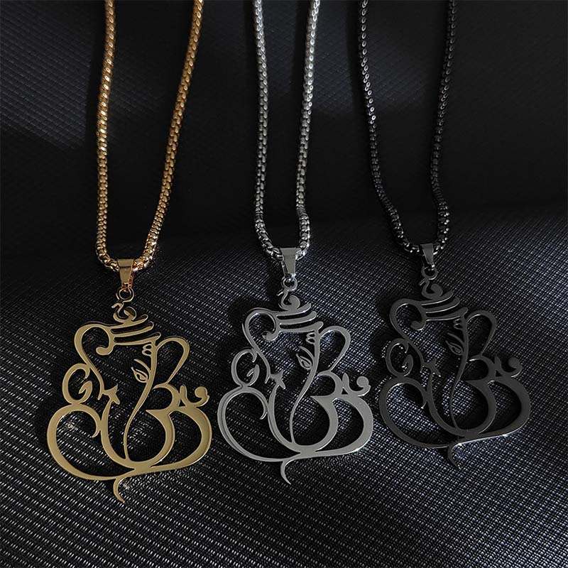 Collana con ciondolo di protezione in acciaio inossidabile Buddha Stones e elefante Ganesh - image 1