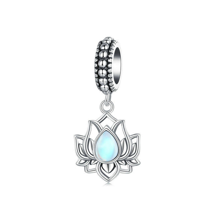 Collana con ciondolo curativo in pietra di luna con design a loto in argento sterling 925 Buddha Stones - image 4