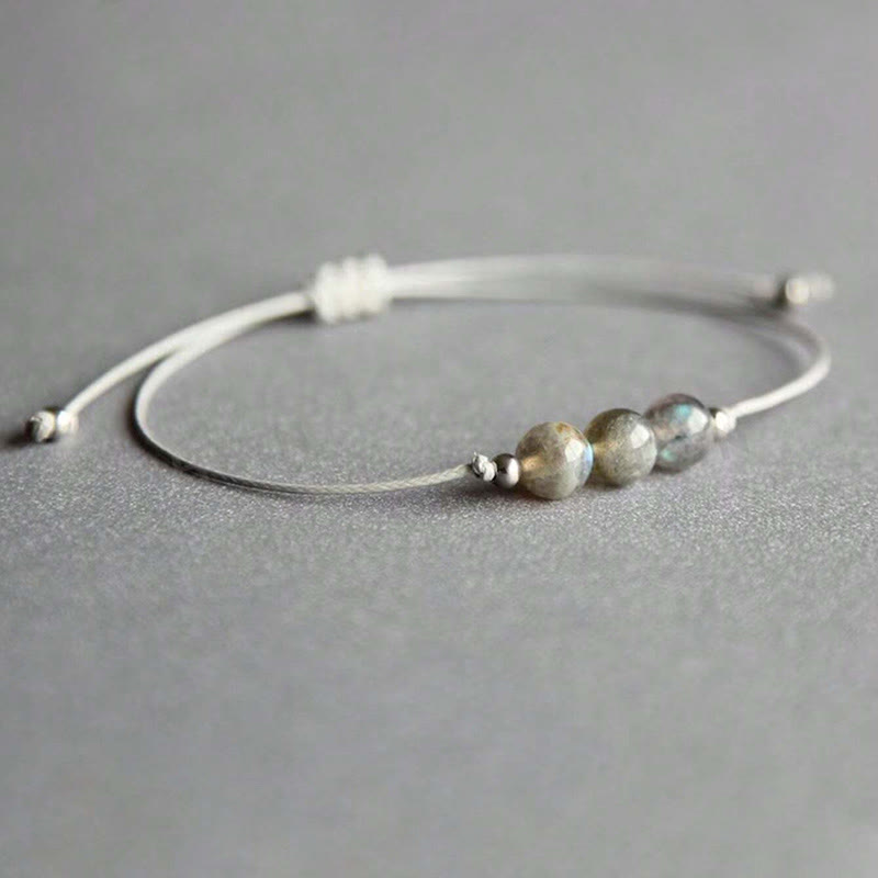 Braccialetto curativo in corda con perline di labradorite naturale Buddha Stones - image 2
