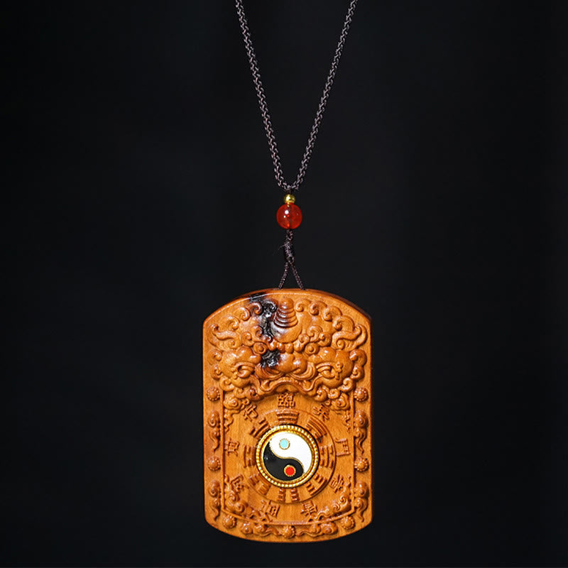 Collana con ciondolo di protezione Bagua Yin Yang del drago di legno di giuggiola colpito da un fulmine, Buddha Stones - image 4