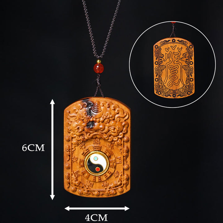Collana con ciondolo di protezione Bagua Yin Yang del drago di legno di giuggiola colpito da un fulmine, Buddha Stones - image 11