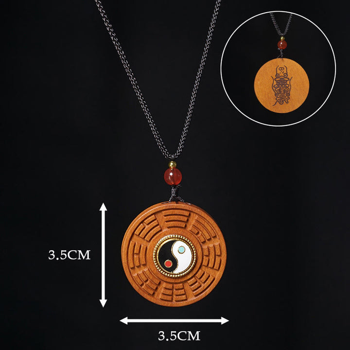 Collana con ciondolo in legno di giuggiola colpito da un fulmine, Buddha Stones, Yin Yang, Bagua e fortuna - image 9