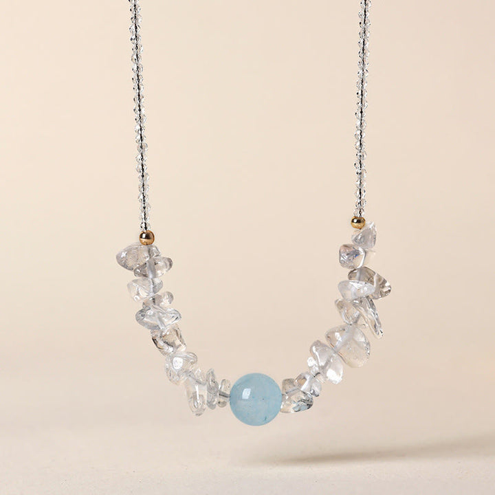 Collana con ciondolo curativo in perle di cristallo bianco acquamarina irregolare Buddha Stones - Cristallo bianco e acquamarina - image 1