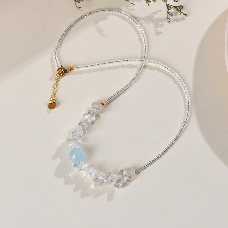 Collana con ciondolo curativo in perle di cristallo bianco acquamarina irregolare Buddha Stones - image 3