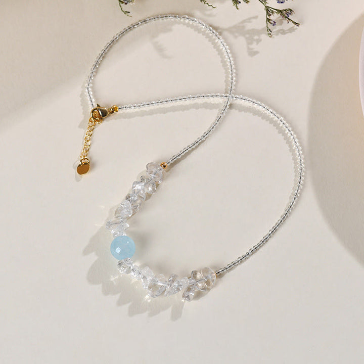Collana con ciondolo curativo in perle di cristallo bianco acquamarina irregolare Buddha Stones - image 3